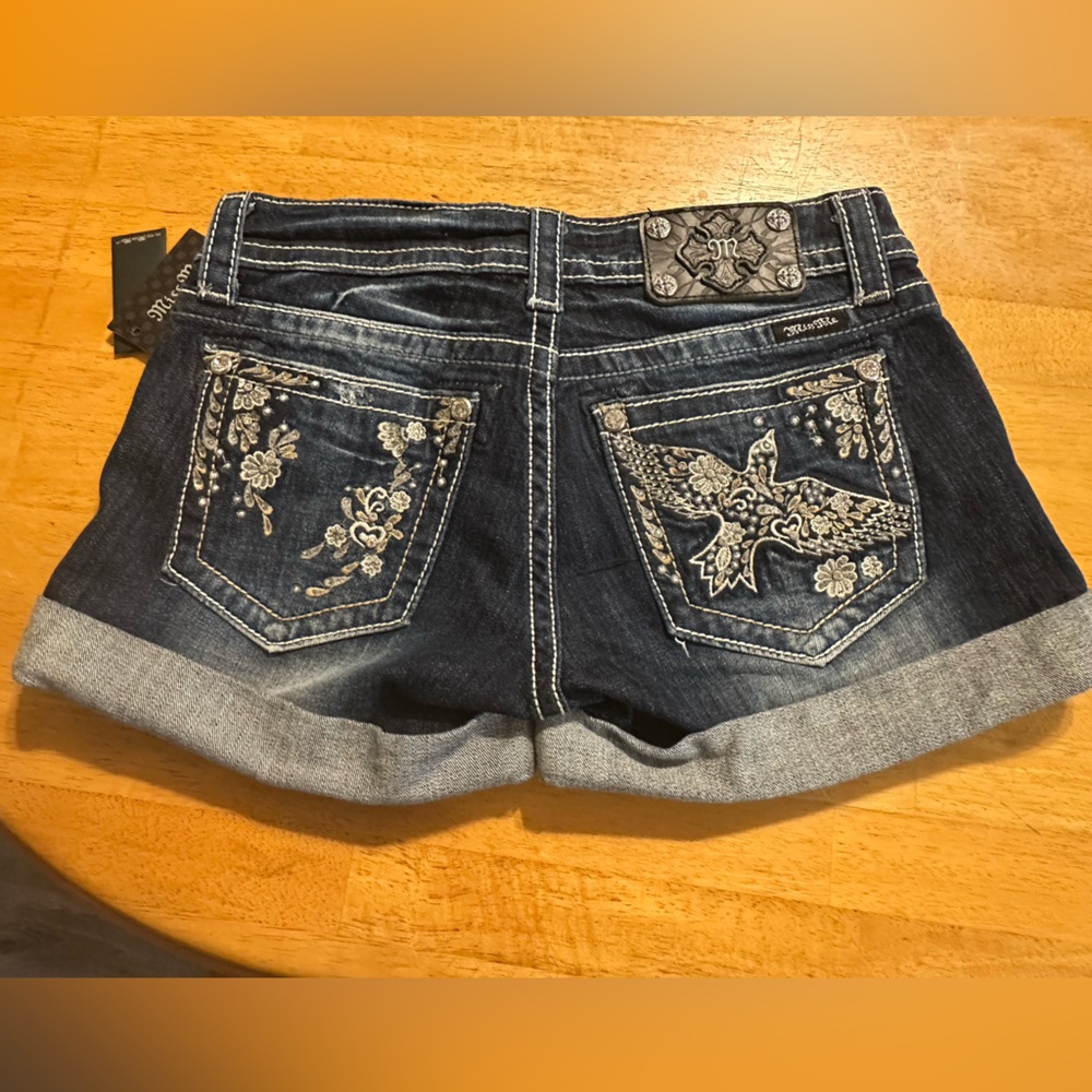 Miss Me Dark Blue Denim Shorts - Picture 2 of 4